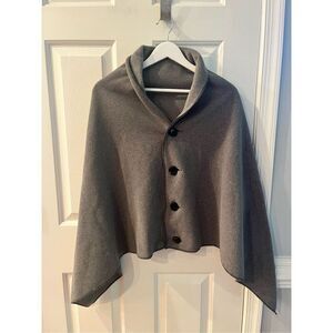 Robin Clayton Janska Gray Fleece Button Down Short Cape O/S NWOT